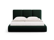 Cosmopolitan Design - Letto a cassettone con testiera "Nicolas" 160x200cm in velluto verde bottiglia 