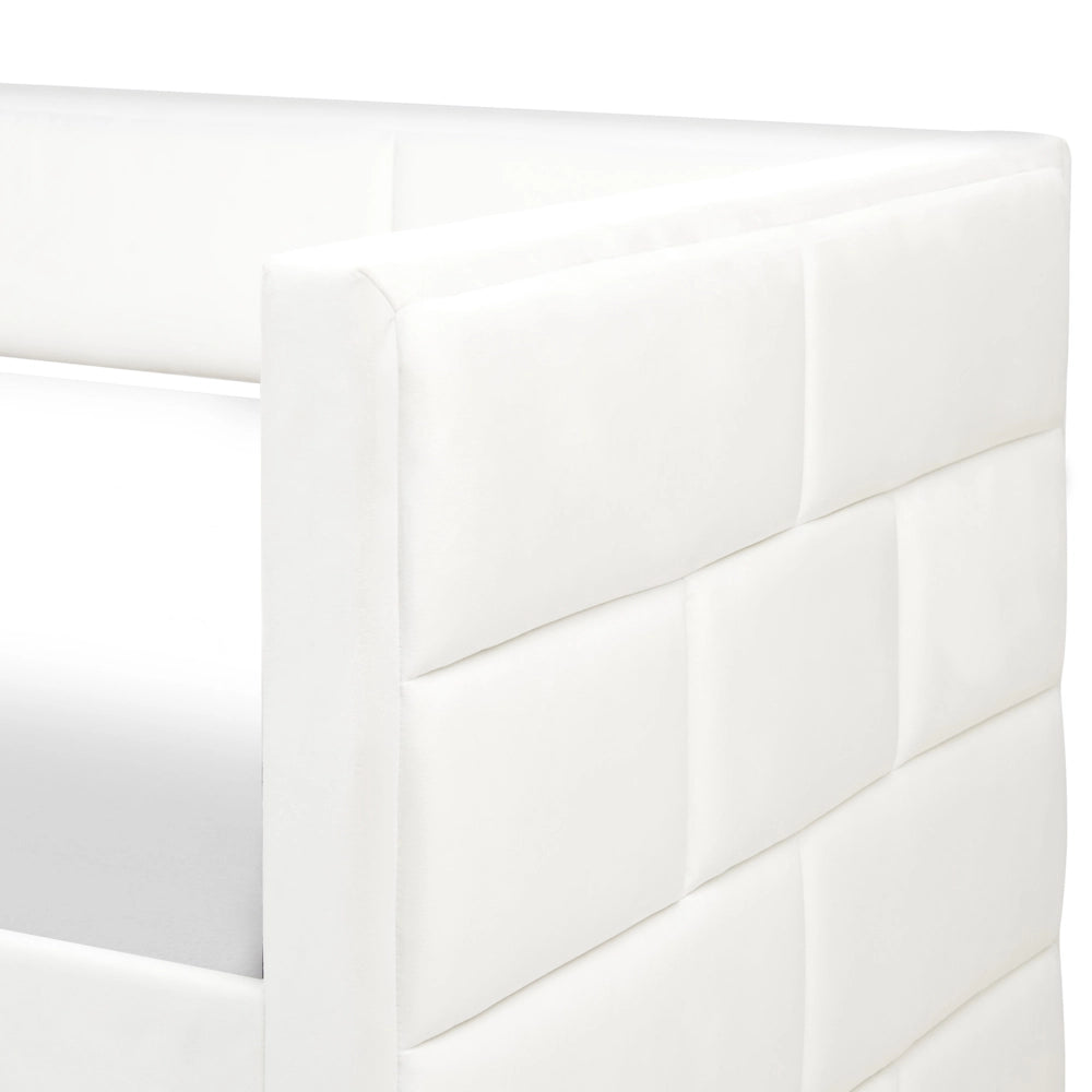 Letto a scomparsa con rete a doghe in velluto 90 x 200 cm glamour bianco panna