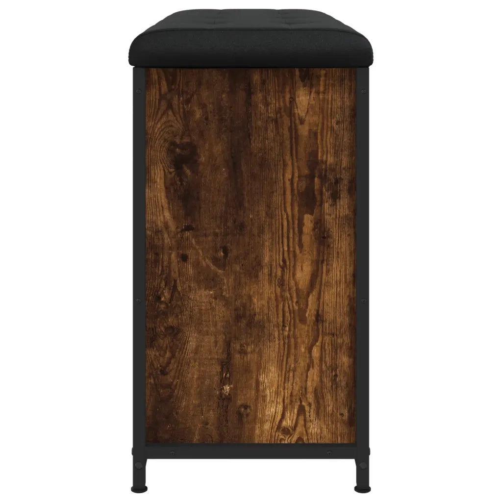 Panca Portascarpe-Sgabello-Panca Scarpiera Cassetto Ribaltabile Rovere Fumo 82x32x56cm