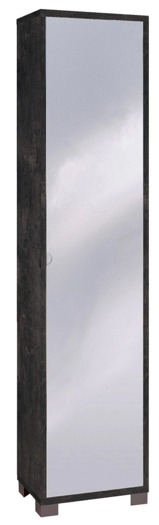 Armadio 1 Anta con Specchio 43x190x29 cm Ossido Nero
