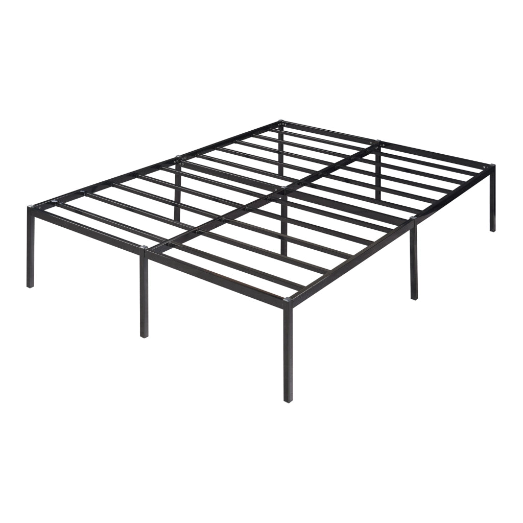 Struttura Letto Francese Vårdö 140 x 200 cm in Acciaio Nero [en.casa]