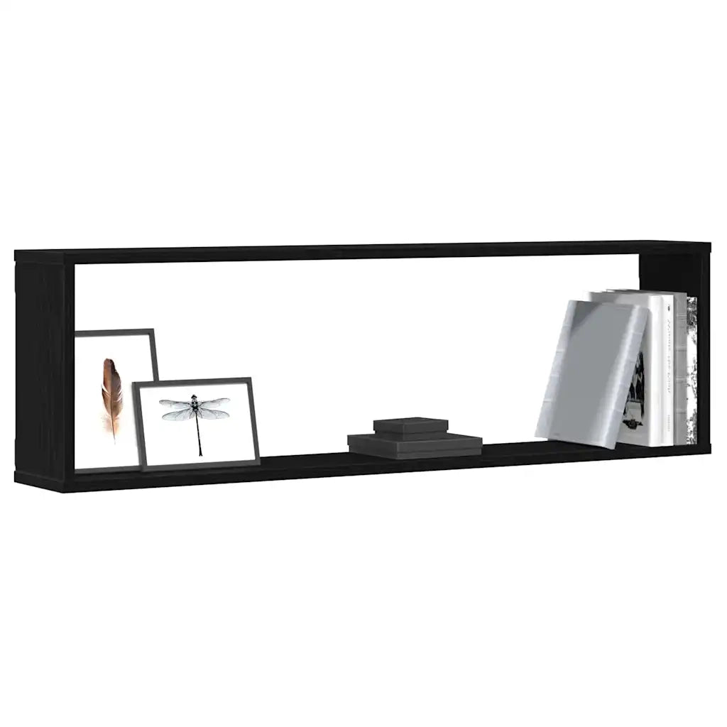Mensole Parete Cubo 4 pz Rovere Nero 100x15x30 cm Multistrato 862059