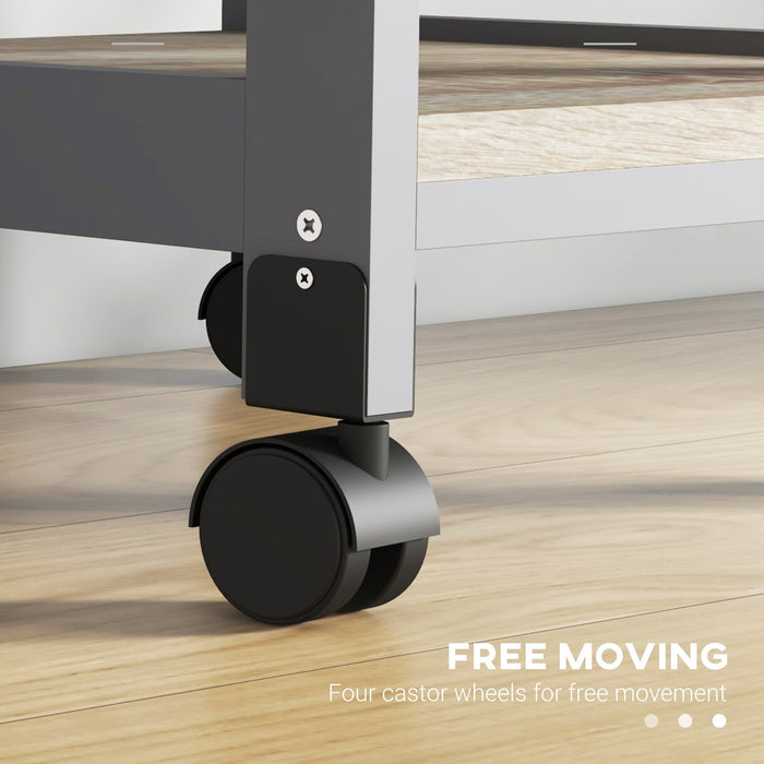 Carrello da Cucina 37x37x76 cm in Legno di Pino e MDF Rovere e Grigio