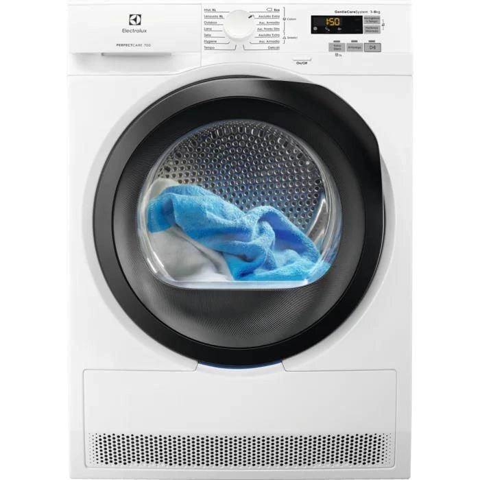 Electrolux EW7H583B PerfectCare 700 Asciugatrice Pompa di Calore 8 Kg Classe C Inverter SensiCare 67 dB (85x60x64 cm) colore Bianco