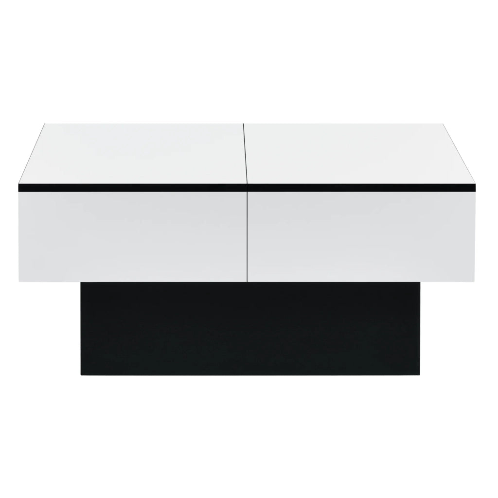 Tavolino con contenitore pannello di particelle 80 cm bianco e nero 03_0006150