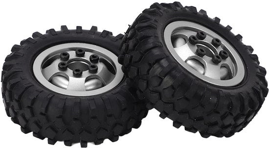 Pneumatici RC 55mm - Aderenza Elevata in Gomma - Dischi - Set da 2 - Hub a 6 facce - Compatibile con Axiale SCX24 1/24 Auto RC - Ruote RC