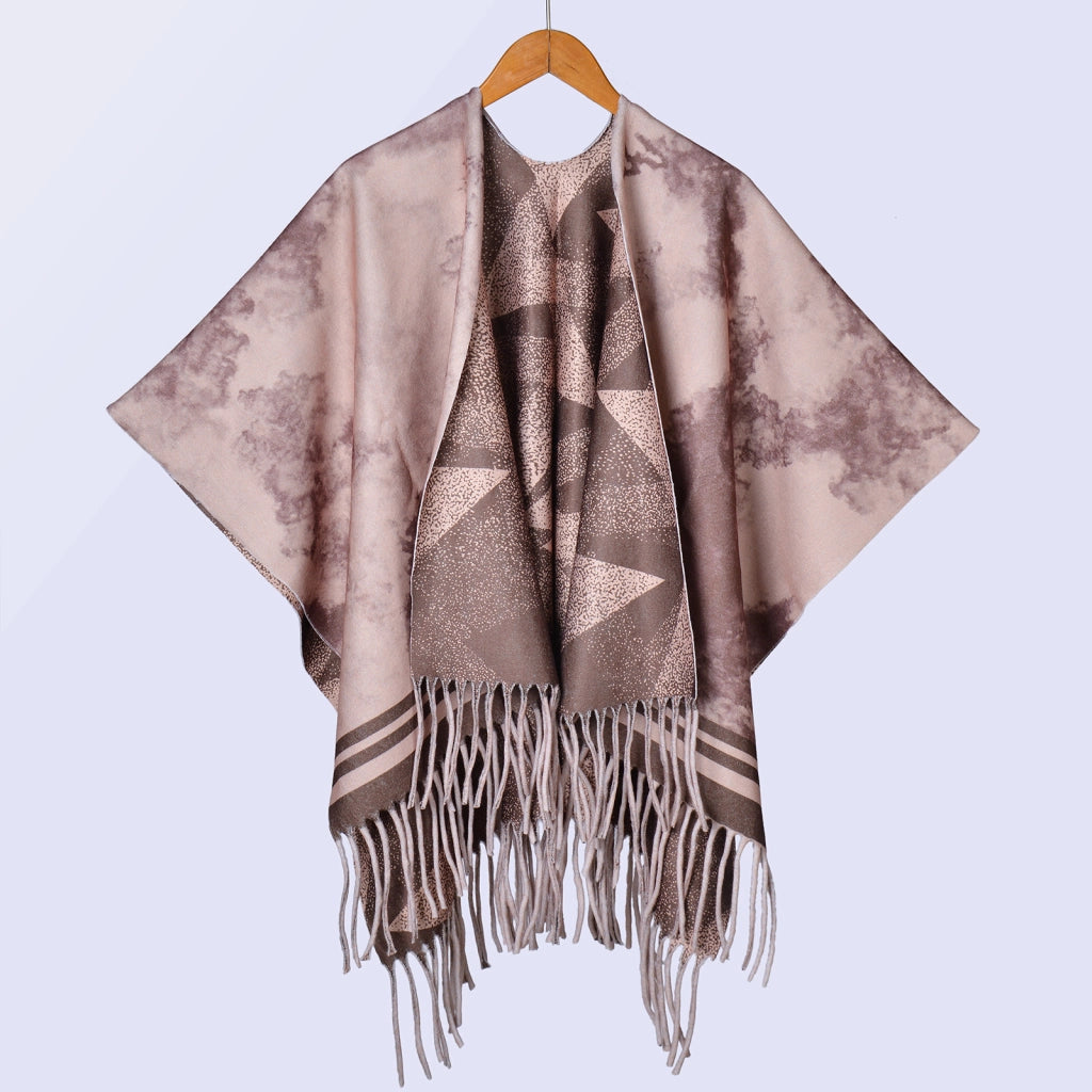 Nuovo scialle double face spesso, stile retr¨°, ampia cappa da donna.
