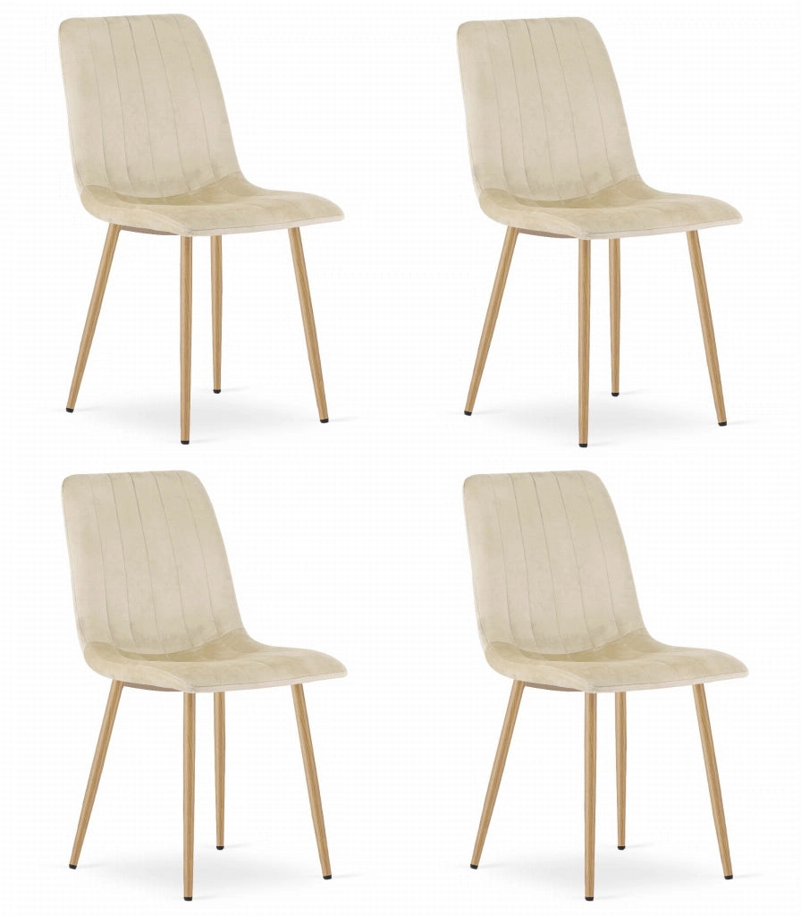 Sedia Valora JEWA in velluto beige chiaro con gambe color legno x4