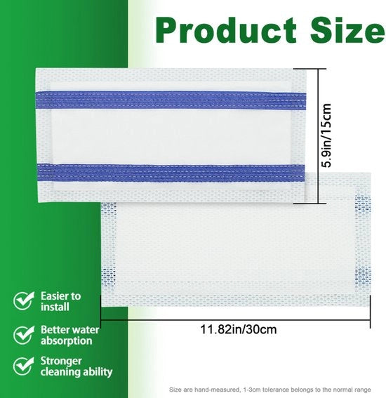 Adatto a Swiffer, matrice di assorbimento per superfici umide, mat di pulizia per pavimenti con adesivo e contenitore per 10 pezzi