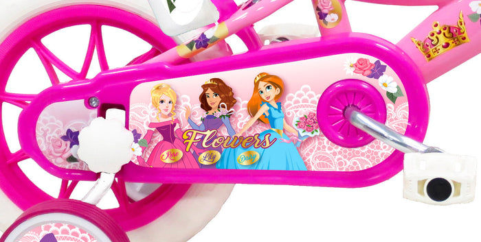 Bicicletta per Bambina 12” 1 Freno Gomme in EVA Flowers Rosa