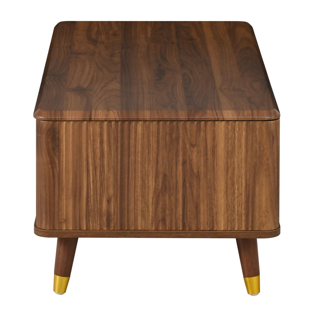 Tavolino da caffè con piano alzabile e vano contenitore - per soggiorno - in MDF - Walnut