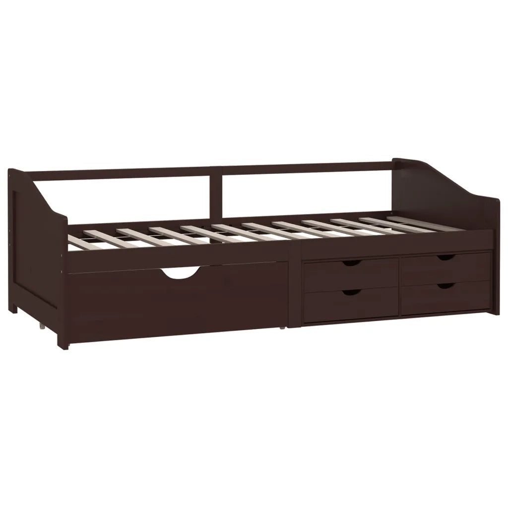 Divano Letto 3 Posti e Cassetti Marrone Scuro in Pino 90x200cm cod mxl 60528