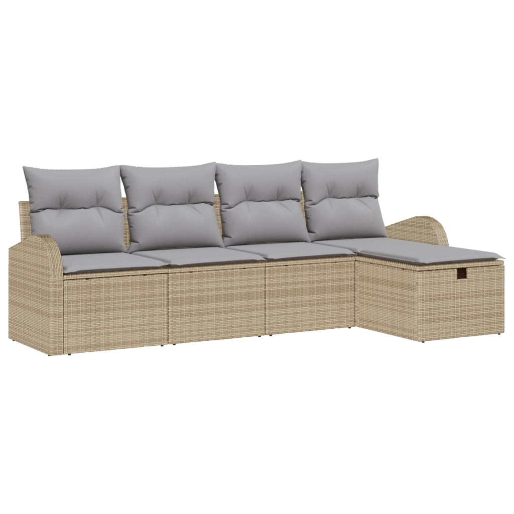 Set di divani da giardino con cuscini Beige Rattan