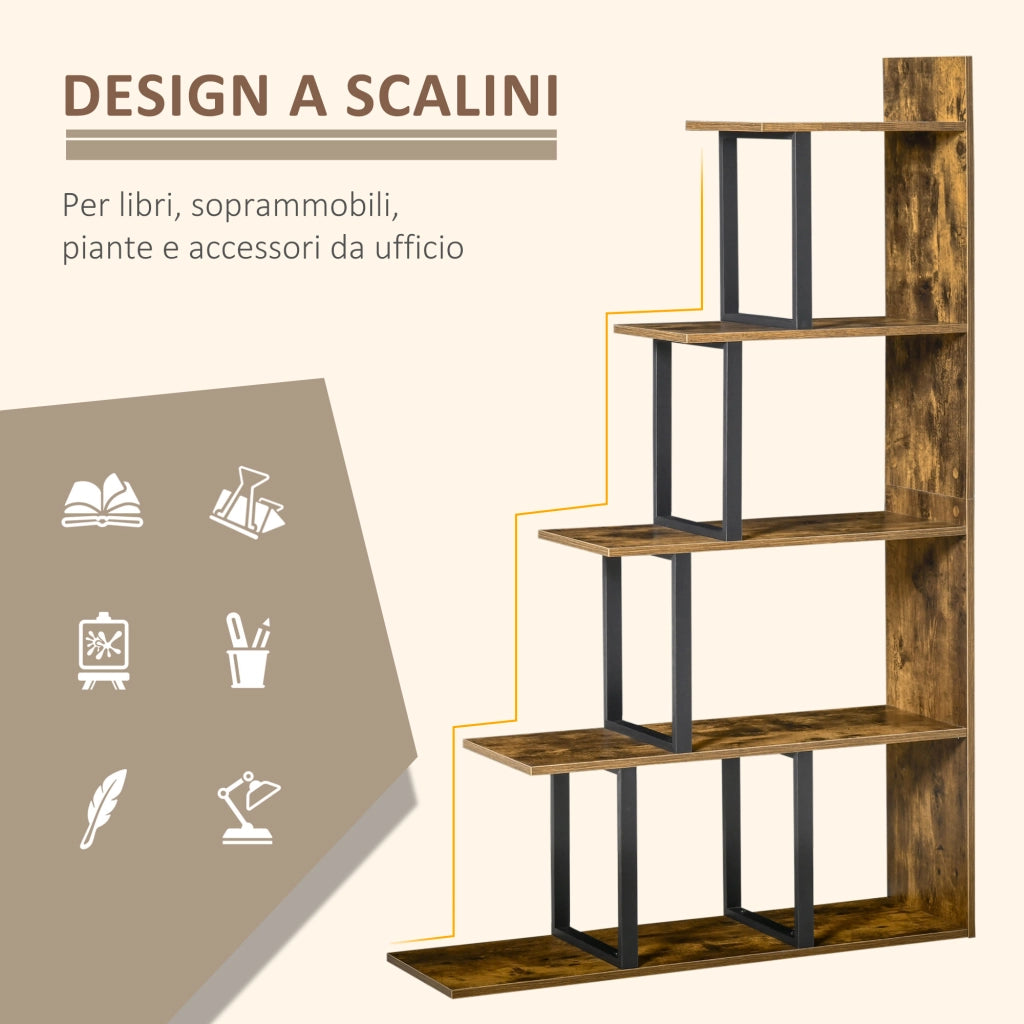 Libreria Stile Vintage/Industriale in Truciolato 102x30x160cm