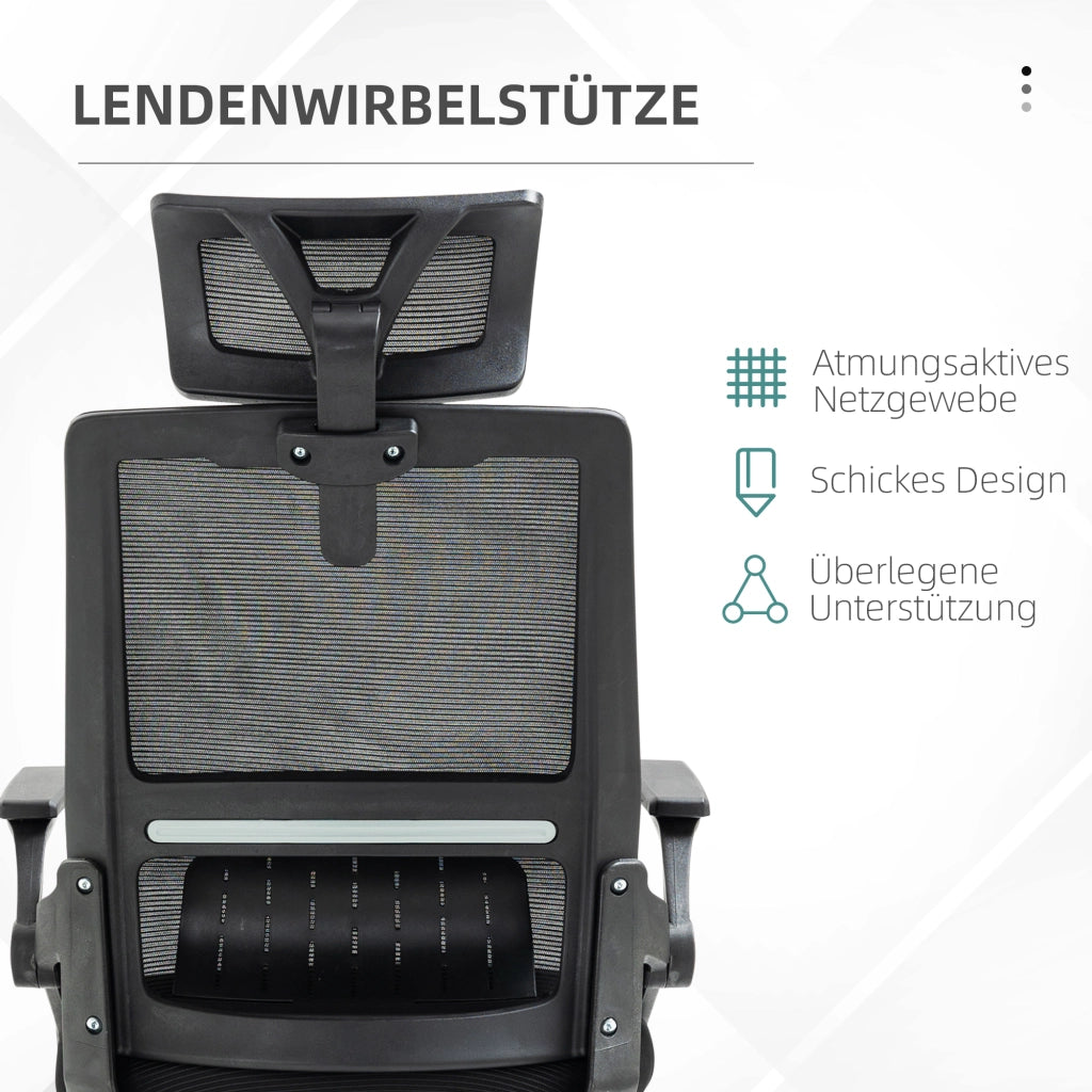 Sedia da ufficio ergonomicamente regolabile con poggiatesta e braccioli, sedia da computer regolabile in altezza con funzione girevole e funzione