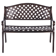 Panchina da giardino marrone in metallo 2 posti braccioli stile vintage