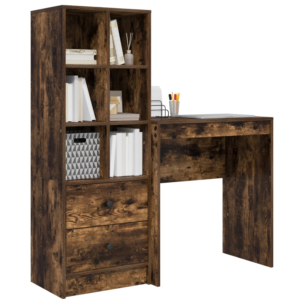Scrivania con spazio di archiviazione rovere affumicato legno ingegnerizzato