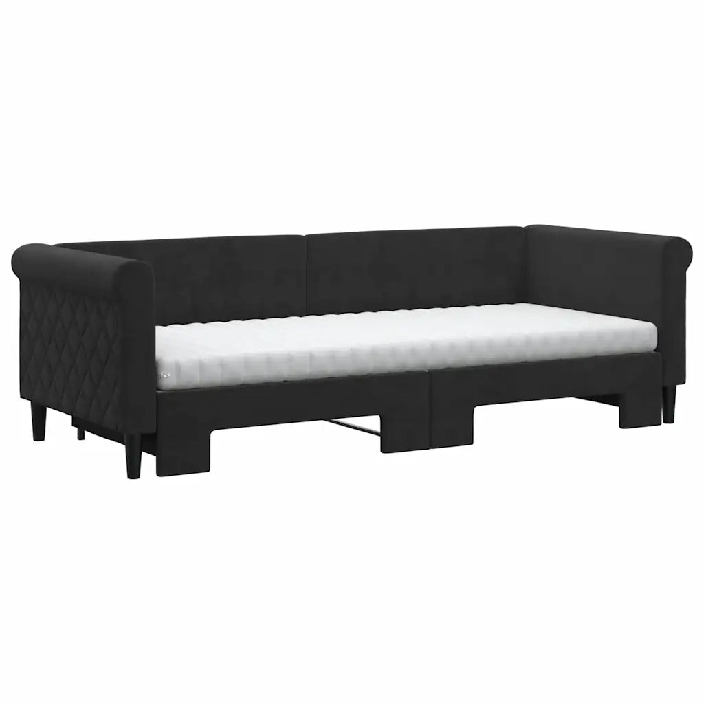 Divano Letto Estraibile con Materassi Nero 80x200 cm Vellutocod mxl 130616