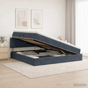 Letto con Contenitore Grigio Scuro 200 x 200 cm Velluto 3458770