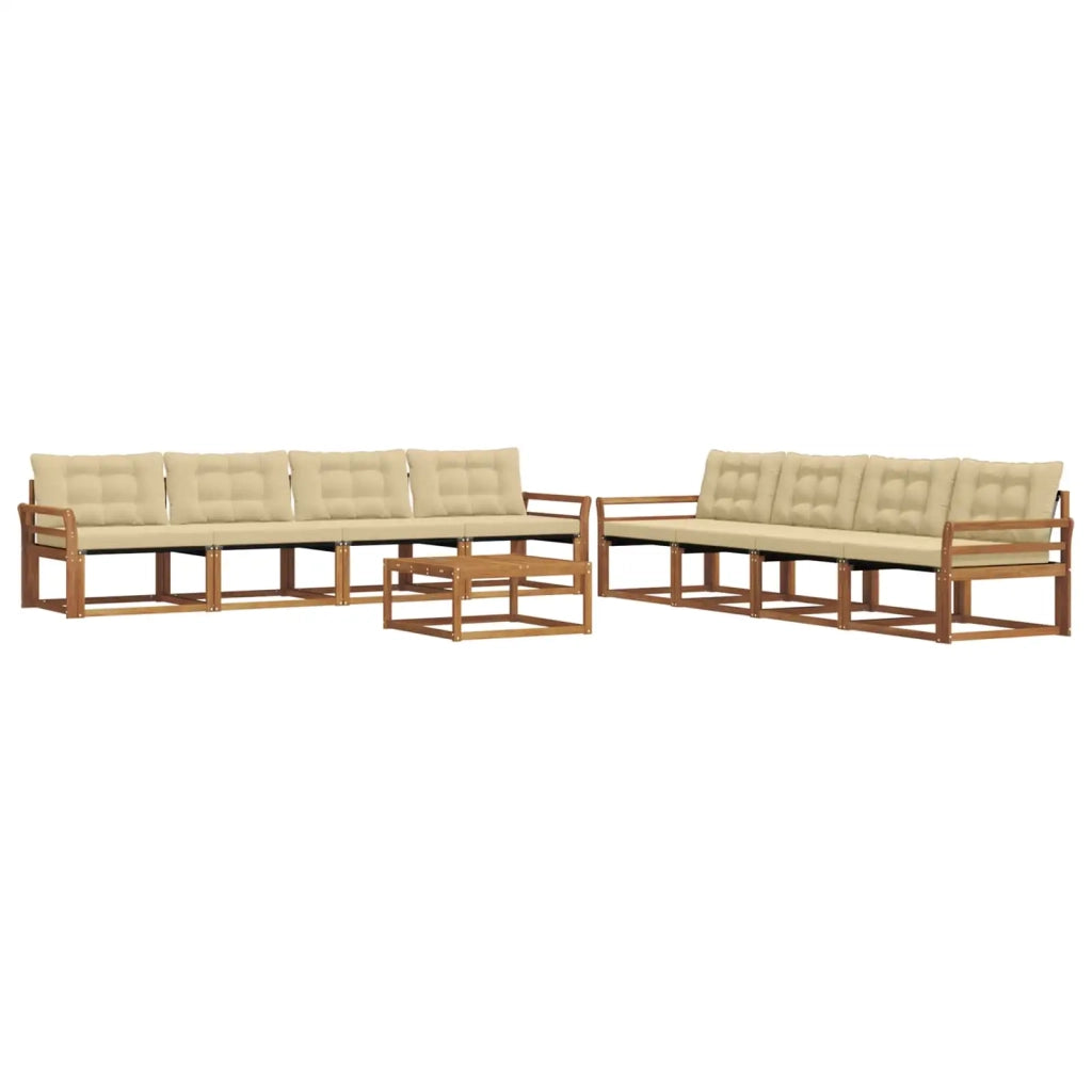 Set di divani da esterno con cuscino 9 pcs Naturale e Beige 3369316