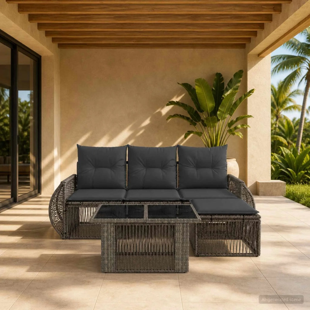 Set Divano da Giardino 5 pz Grigio e Grigio Scuro polyrattan 3436934