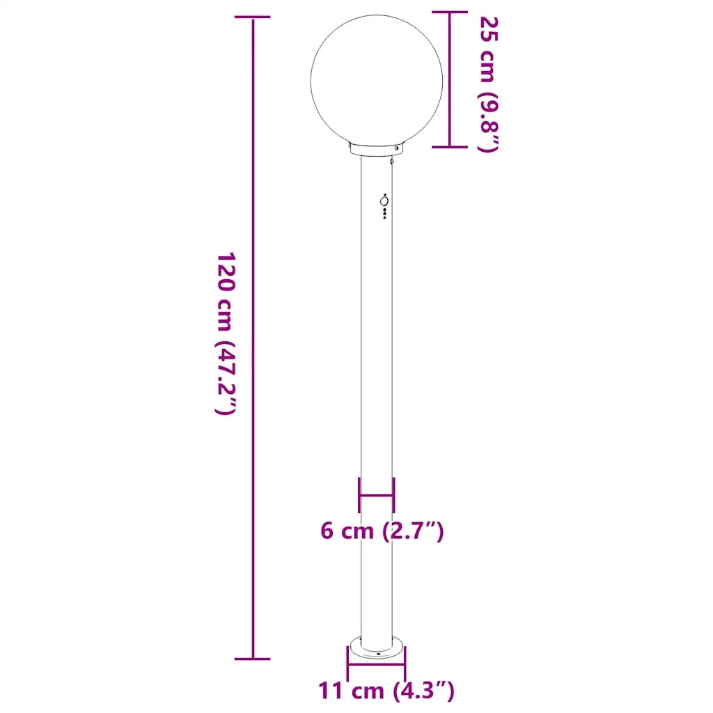 Lampada a paletto con sensore 120 cm Acciaio Inox IP44 4006101