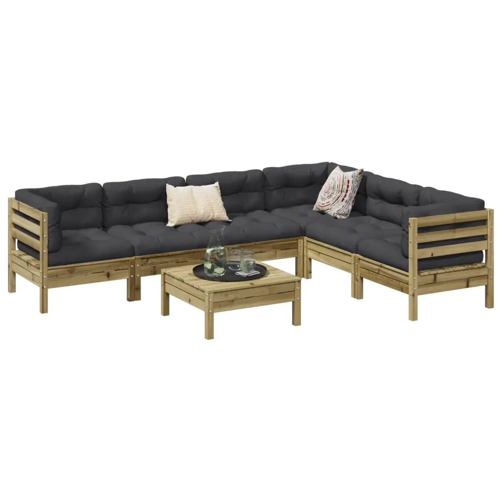 Set Divani da Giardino 7pz con Cuscini Legno Impregnato di Pino 3299473