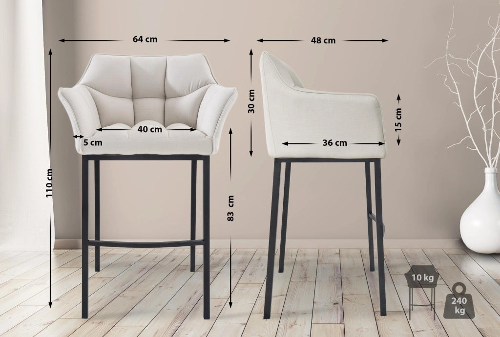 Barhocker Damaso B Stoff mit 4-FuЯ Gestell