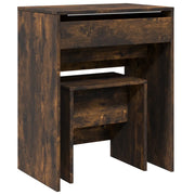 Toeletta | Tavolo da Trucco e Sgabello Rovere Fumo 60x40x113,5 cm