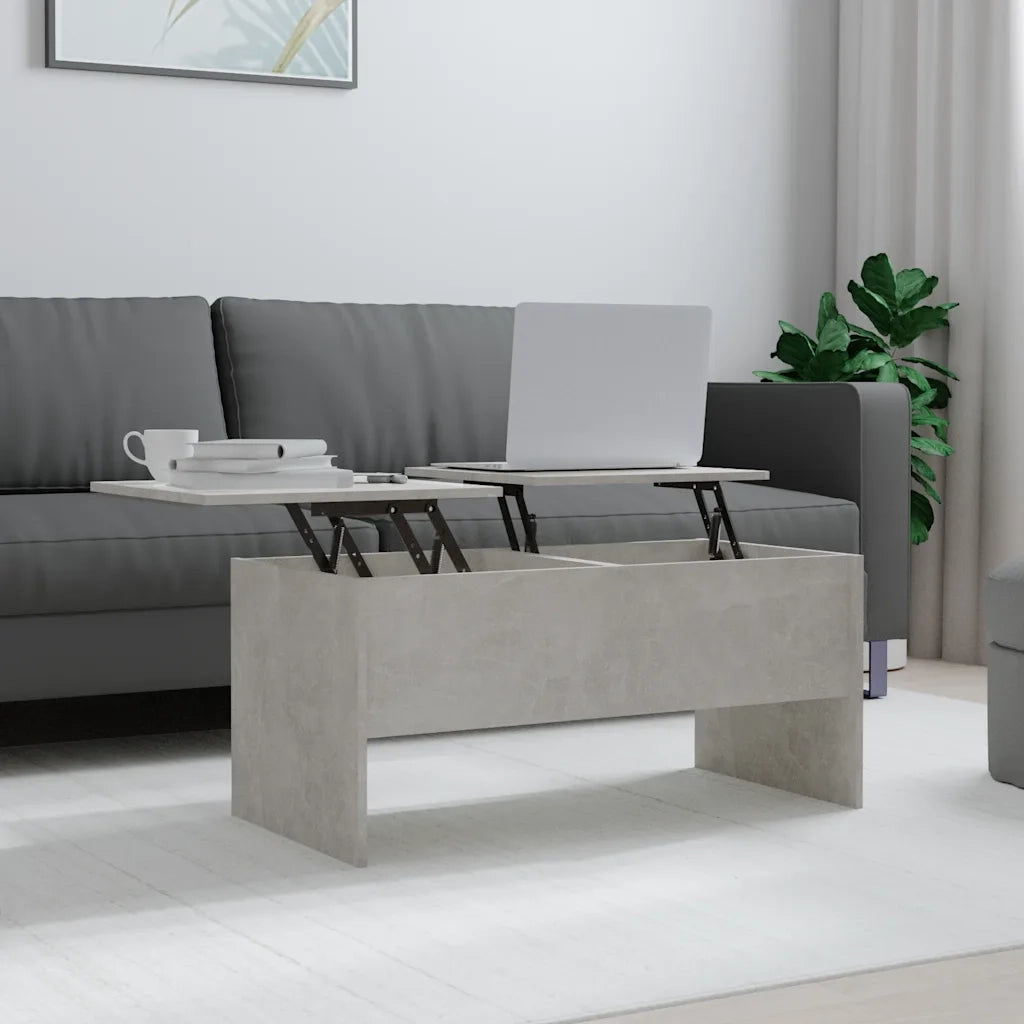 Tavolino-Tavolino da soggiorno-Tavolo Grigio Cemento 102x50,5x46,5 cm in Legno Multistrato
