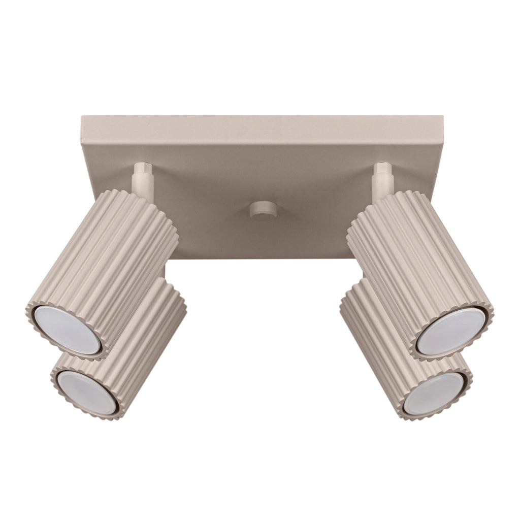 Plafoniera taupe quadrata 25cm 4 spot GU10 Gravio Pure Lume