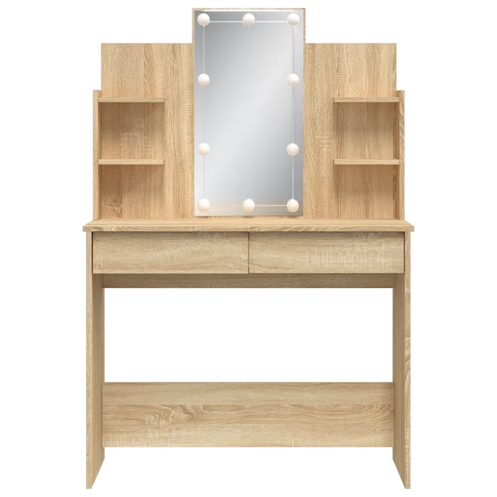 Toeletta | Tavolo da Trucco con Luci LED Rovere Sonoma 96x40x142 cm