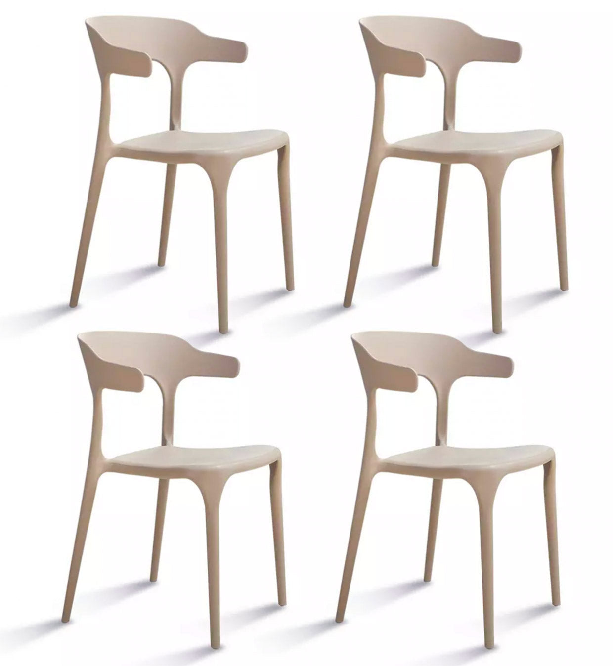 Set 4 Sedie Impilabili 50x75,5x52 cm in Polipropilene New America Tortora