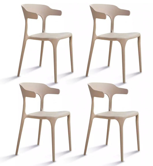 Set 4 Sedie Impilabili 50x75,5x52 cm in Polipropilene New America Tortora