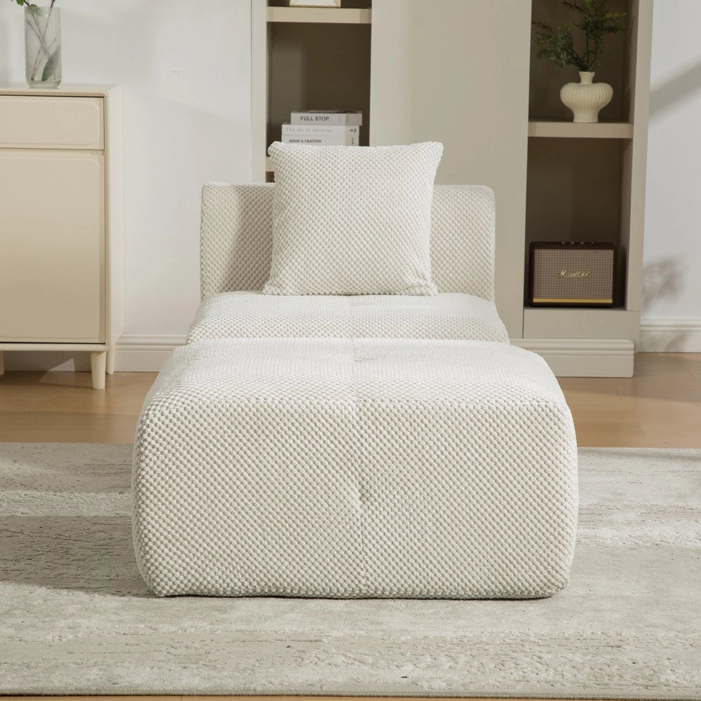 Divano Modulare in Tessuto Chenille ¨C MINIMAL ¨C Beige, Morbido, Antiscivolo