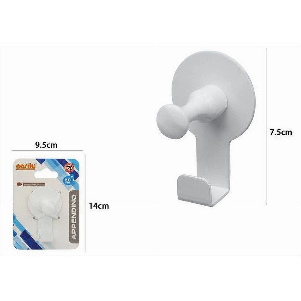 Trade Shop - Appendino Gancio Appendi Porta Asciugamano 1 Posto Bagno Casa Bianco 7.5cm 59755 -