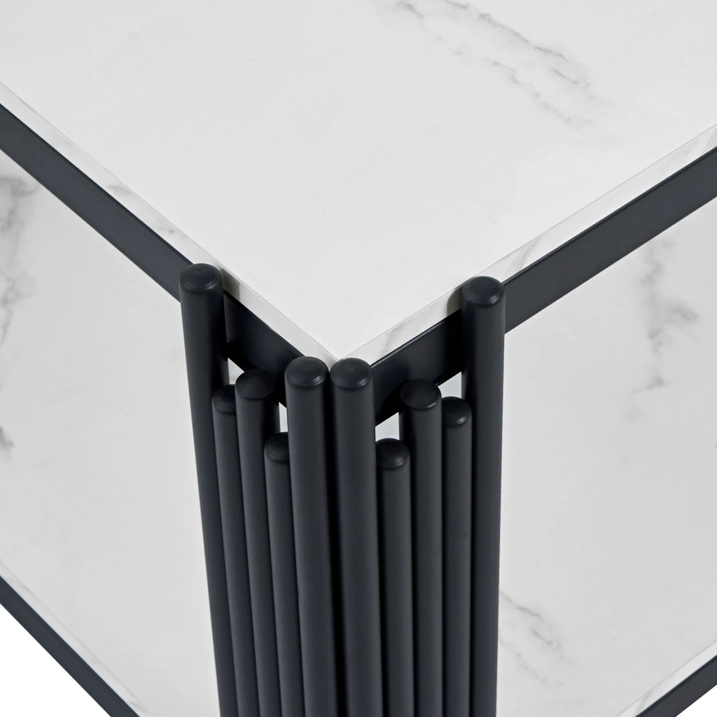 TAVOLO DA CAFFÈ rettangolare 114x64x46 cm MDF effetto marmo bianco nero