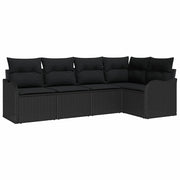 Set Divano da Giardino con archiviazione 5 pz | Set Salotto da Giardino Nero polyrattan