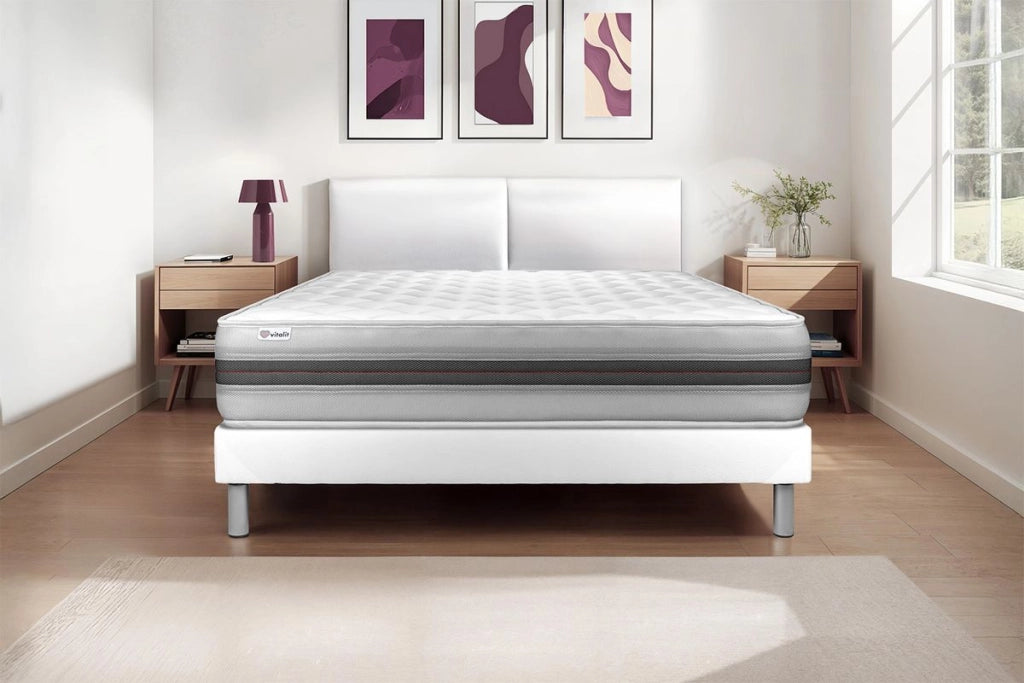 Letto con materasso VITALMEMO BACK 130 x 200 cm Rete kit Bianco