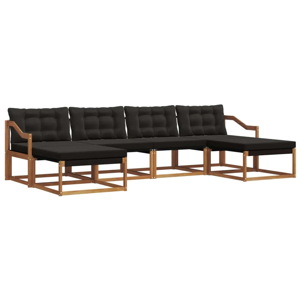 Set di divani da esterno con cuscino 6 pcs Naturale e Nero 3369731