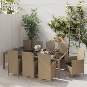 Set Mobili da Pranzo Giardino 11 pz e Cuscini Polyrattan Beige cod mxl 38562