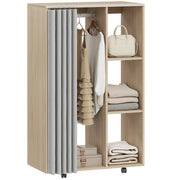 Armadio mobile con ruote ¨C zephmum ¨C effetto legno naturale 80x40x128 cm