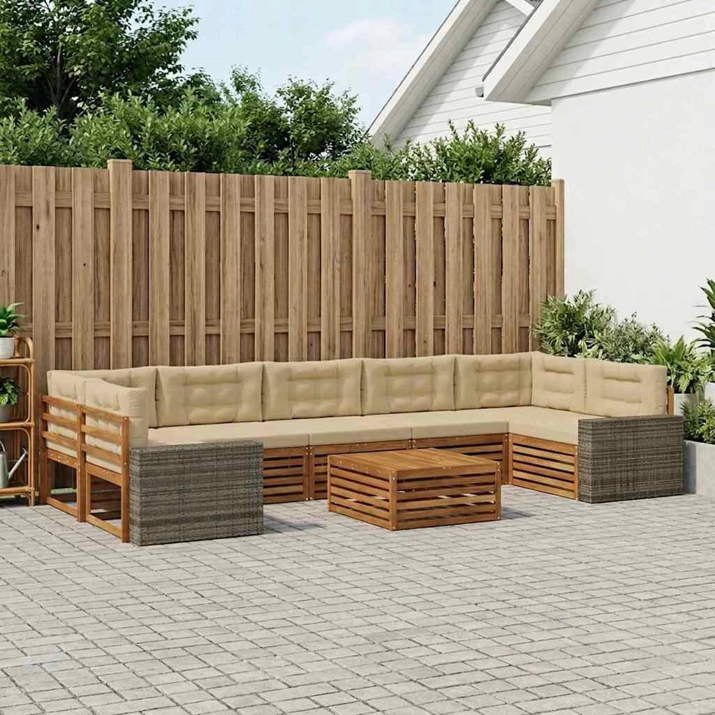 Set di divani da esterno 8 pz Naturale e Beige 3383161