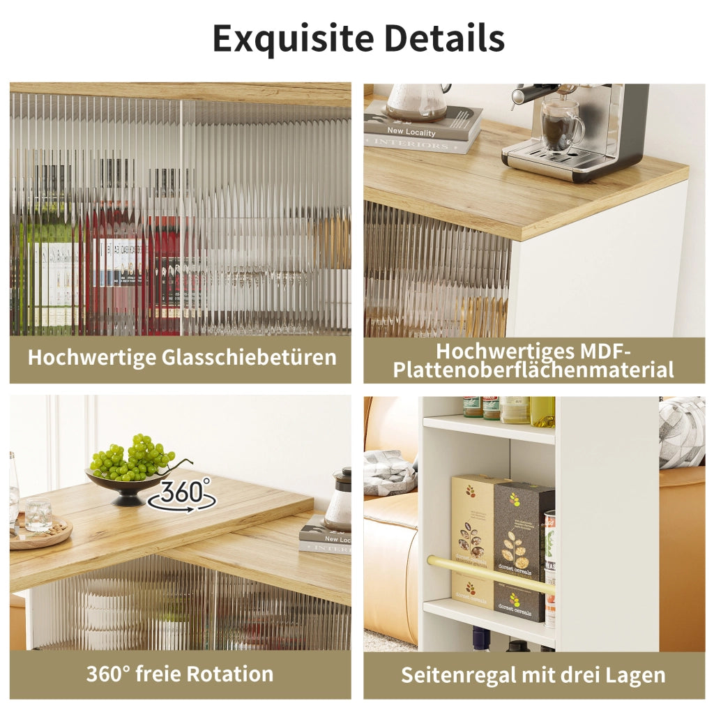 Credenza bar girevole 360° bianca in MDF
