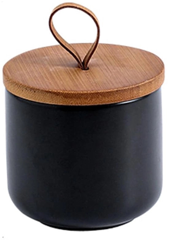 Vaso ceramico moderno con coperchio, contenitore per zucchero, caffettiera, contenitore per alimenti per caffè in grani, zucchero, tè, spezie, ecc. (nero, 260 ml)