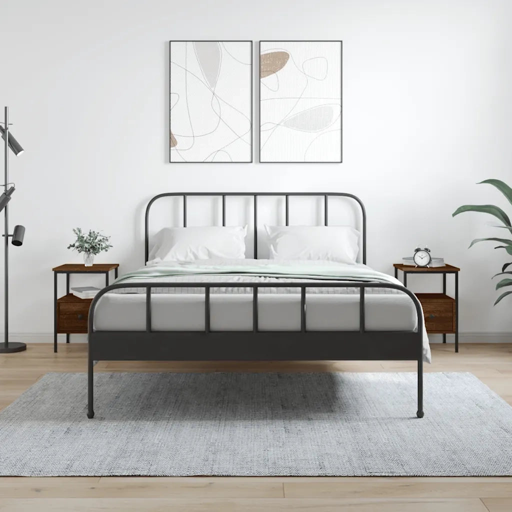 Set di 2 Comodini | Armadio da Notte | Mobiletto da notte Rovere Marrone 34x36x50 cm in Legno Multistrato