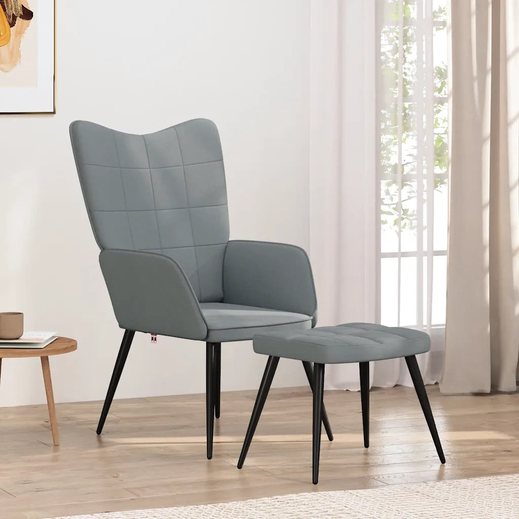 Poltrona Relax | Sedia Relax con Poggiapiedi Grigio Chiaro in Tessuto