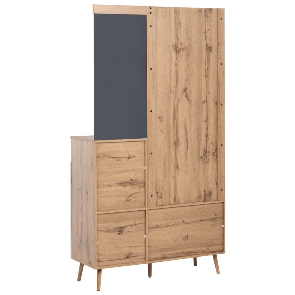 Set da ingresso in MDF marrone chiaro con porta scarpe e appendiabiti