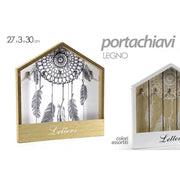 Trade Shop - Portachiavi Lettere Appendino Legno Cassetta 27x3x30cm Indian Shabby Chic 765858 -