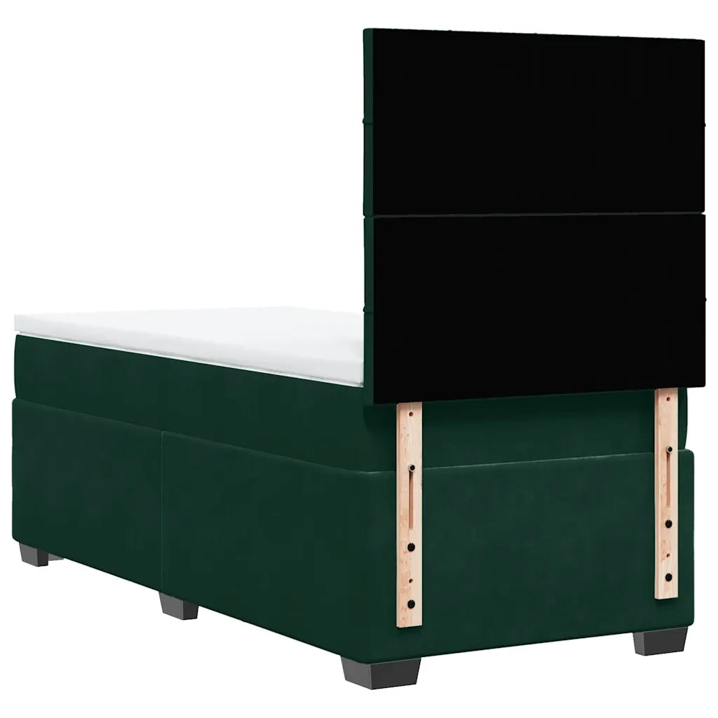 Giroletto a Molle con Materasso Verde Scuro 100x200 cm Velluto